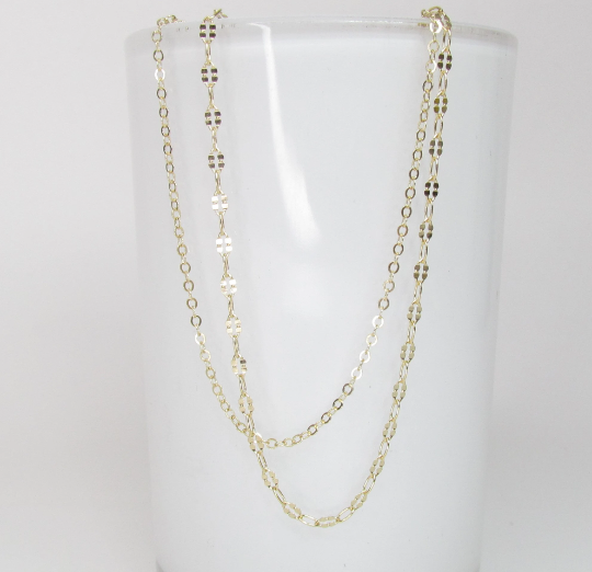 Double Strand Gold Anklet | Cable Chain & Bar Chain Layered Anklet